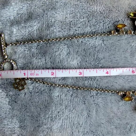 Vtg Goldtone Crystal Jeweled Choker Statement Necklace Rhinestone Toggle Closure - Picture 8 of 16